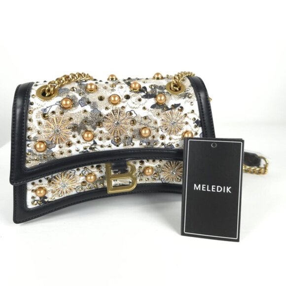 Meledik Handbags - NWT MELEDIK LUXURY BOUTIQUE Purse Chain Rhinestone Purse‎ Shoulder Bag